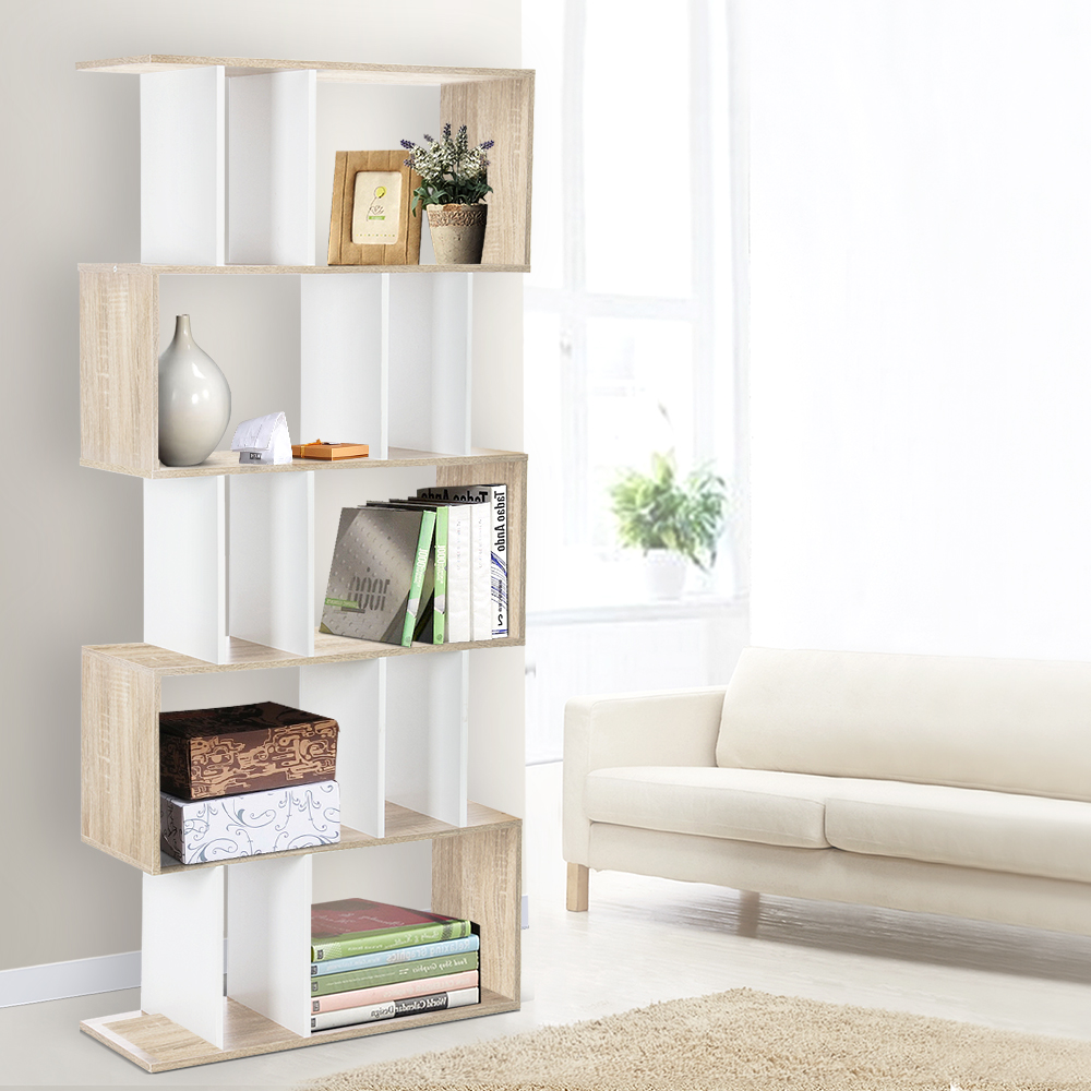 FURNI-GEN2SHELF-AB-3902-08 Artiss Bookshelf 5 Tiers - RITA White and Oak - Image 1