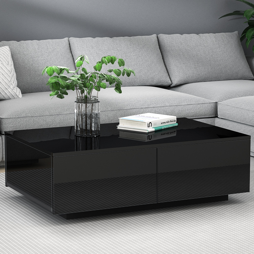 FURNI-L-COF01-BK-AB-202502281346-00 Artiss Coffee Table 4 Drawers Black Trevi - Image 1