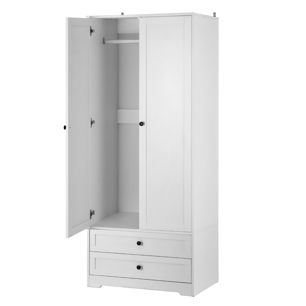 FURNI-L-WR02-2D-WH-AB-202505011206-00 Artiss Wardrobe Clothes Closet Storage Organizer with 2 Doors White - Image 1