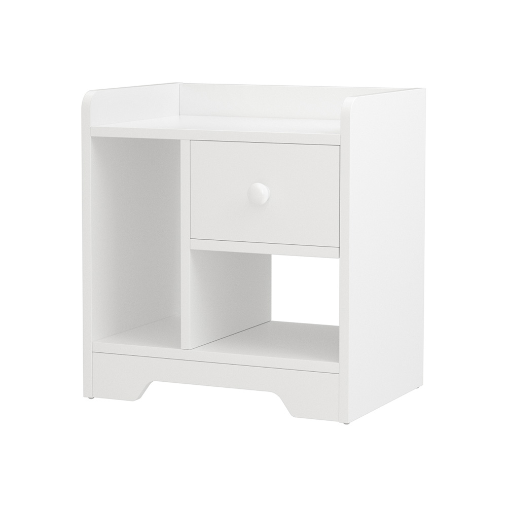 FURNI-N-BS02-WH-202506271044-00 Artiss Bedside Table Drawer Nightstand Side End Table Storage Open Shelf White - Image 1