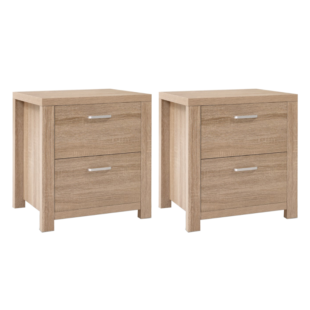 FURNI-N-MAXI-BS01-WDX2-202505231800-00 Artiss 2x Bedside Table 2 Drawers - MAXI Pine - Image 1