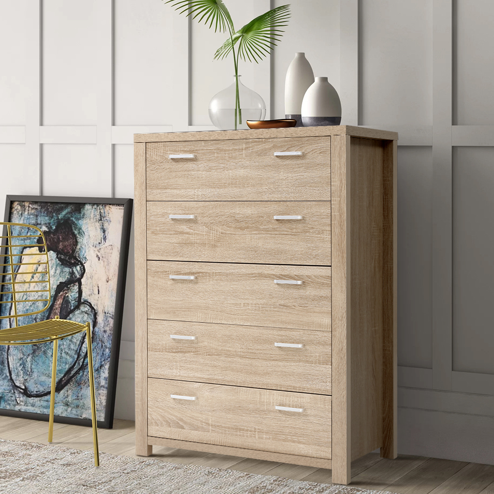 FURNI-N-MAXI-CDR02-WD-AB-20958-08 Artiss 5 Chest of Drawers - MAXI Pine - Image 1