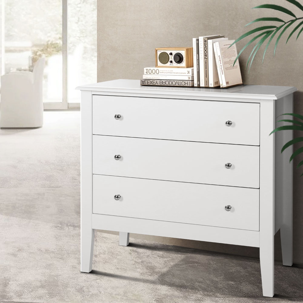 FURNI-P-LBOY-3D-WH-AB-24153-08 Artiss 3 Chest of Drawers - BRITTANY White - Image 1