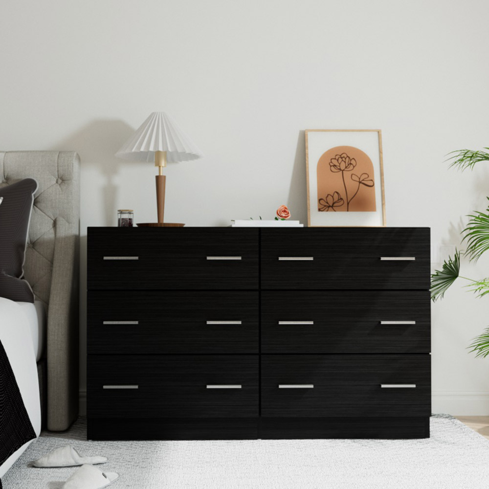 FURNI-Q-CDR-01-BK-AB-60238-08 Artiss 6 Chest of Drawers - VEDA Black - Image 1
