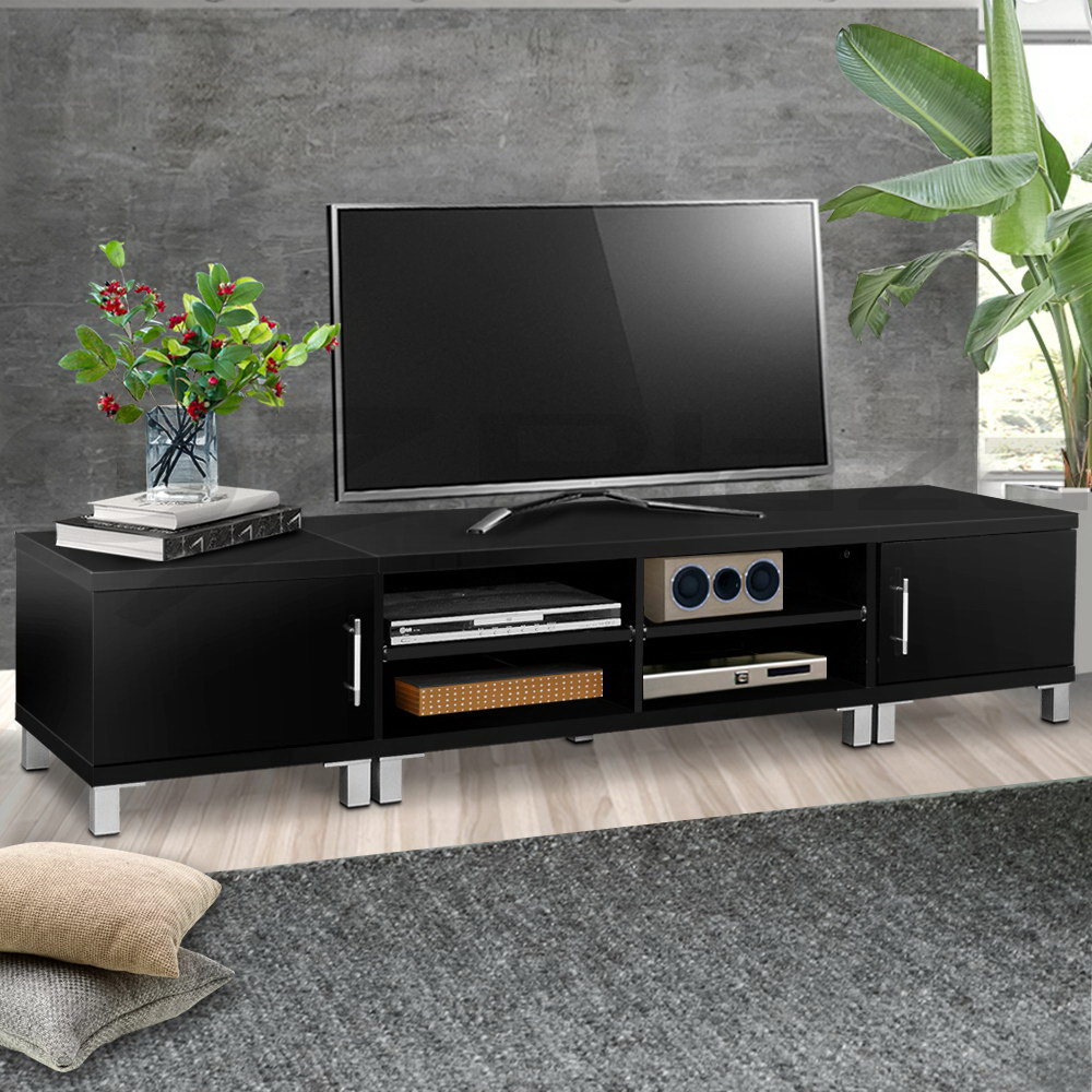 FURNI-TV-190-BK-AB-2946-08 Artiss TV Cabinet Entertainment Unit 190cm Black Danson - Image 1