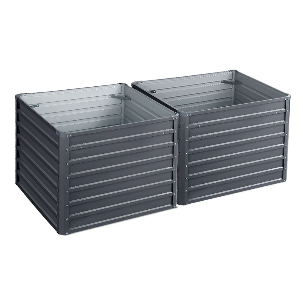 GARDEN-ALUMGR-10-FC2-202502282036-07 Green Fingers 2x Garden Bed 100x100x77cm Planter Box Raised Container Galvanised - Image 1