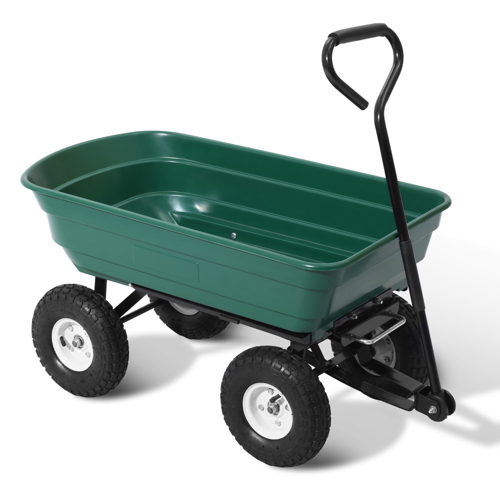 GCT-DUMP-270KG-GN-00 Gardeon Garden Cart Dump 270kg Hand Trailer Trolley Wagon Wheelbarrow Pull 75L - Image 1