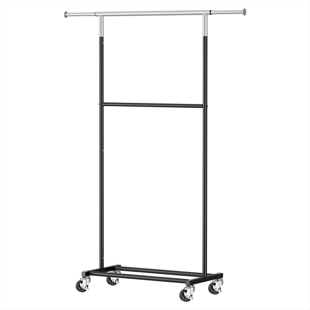 HANGER-165H-D-SI-202505231806-00 Artiss Clothes Rack Double Rod Airer Rail Coat Stand Adjustable Hanger - Image 1