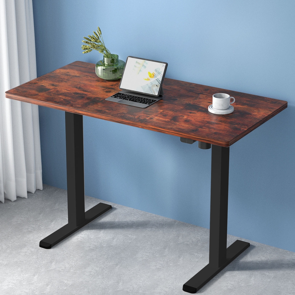 HASD-114G-BKDF-RBDB-120-61875-06 Artiss Standing Desk Motorised Rustic Brown 120CM - Image 1