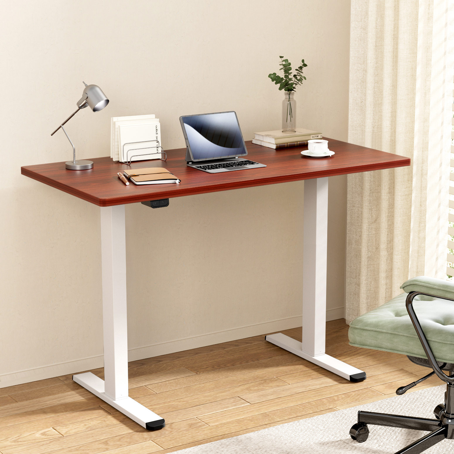 HASD-268-WHDF-WADB-140-202502281046-00 Artiss Standing Desk Motorised Dual Motor 140CM Walnut - Image 1