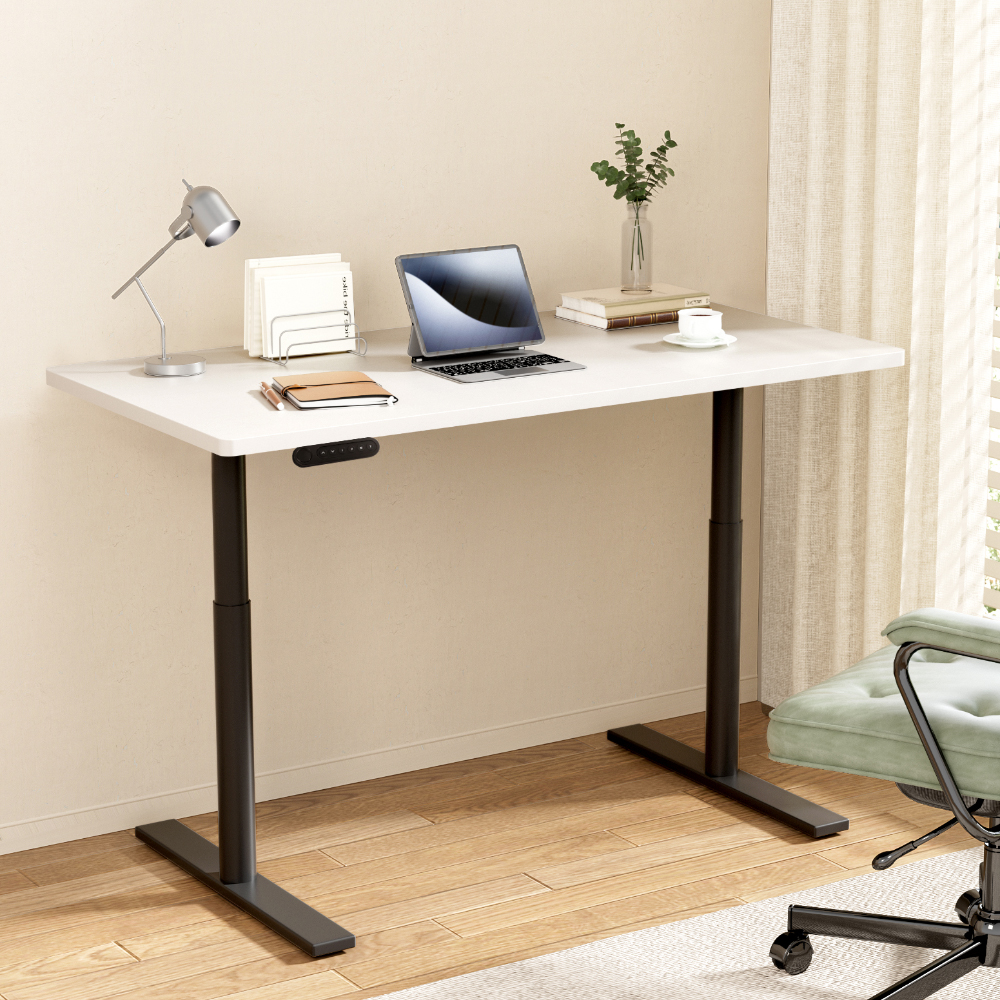 HASD-B-M10-BKDF-WHDB-120-202502281050-00 Artiss Standing Desk Motorised Electric Dual Motor White 120CM - Image 1