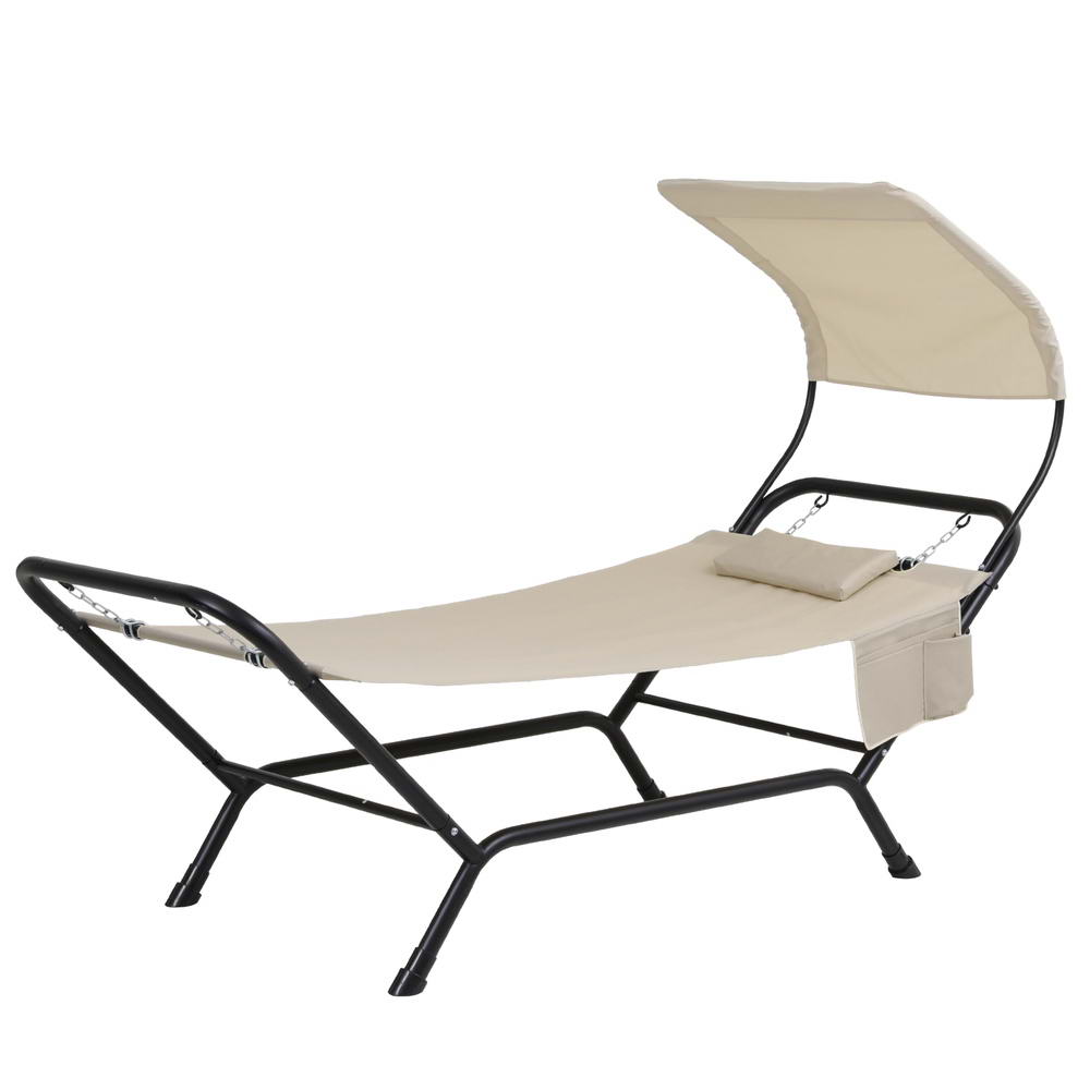 HM-BED-LOUN-BG-195584-00 Gardeon Hammock Bed w/ Stand Sun Lounge Chair Beige - Image 1