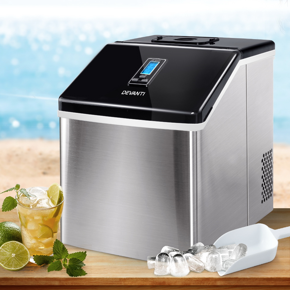 IM-ZB-18F-SS-15517-06 Devanti 18kg Ice Maker Machine Stainless Steel - Image 1