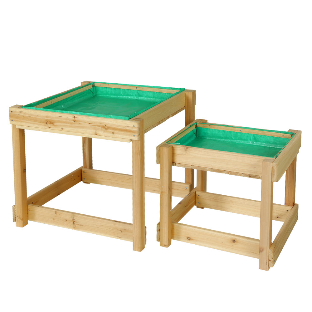 KS-WSB-NAT-00 Keezi Kids Sandpit Wooden Sandbox Sand Pit Water Table Outdoor Toys 101cm - Image 1