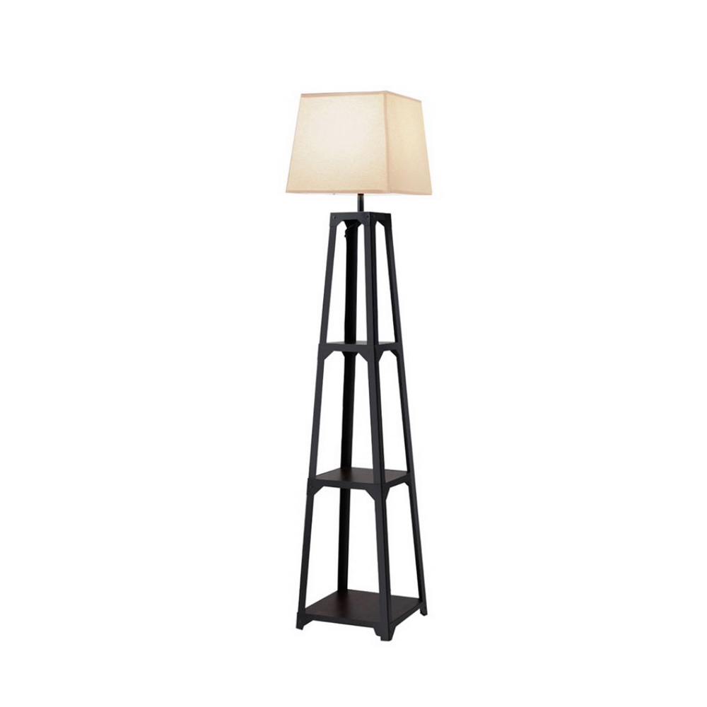 LAMP-FLOOR-SF-F31109-195001-00 Artiss Floor Lamp 3 Tier Shelf Storage LED Light Stand Home Room Vintage White - Image 1