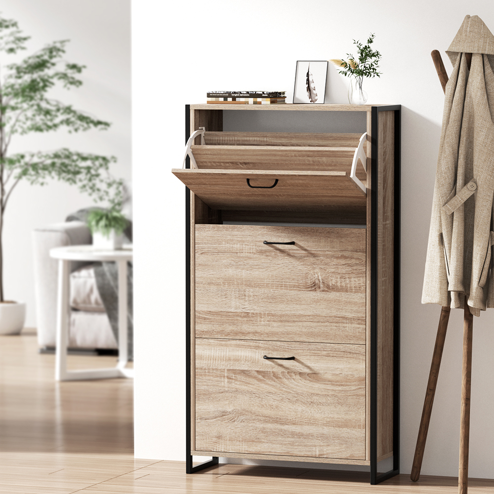 LC-FURNI-SHOE01-WD-20819-08 Artiss Shoe Rack Cabinet Adjustable Shelves 24 Pairs Tim - Image 1