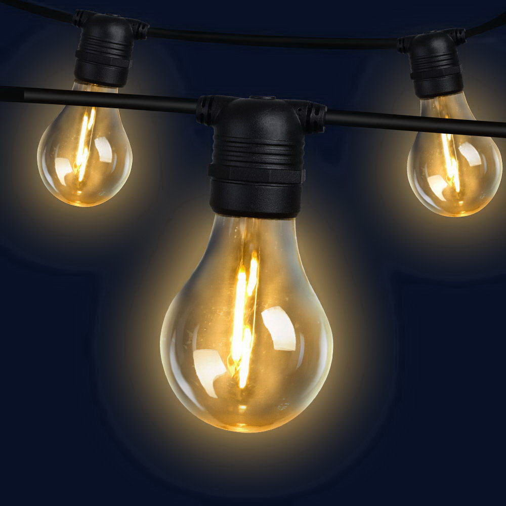 LIGHT-B-A19-40-WW-15435-00 41m LED Festoon String Lights Outdoor Christmas Decorations Wedding Garden Party - Image 1