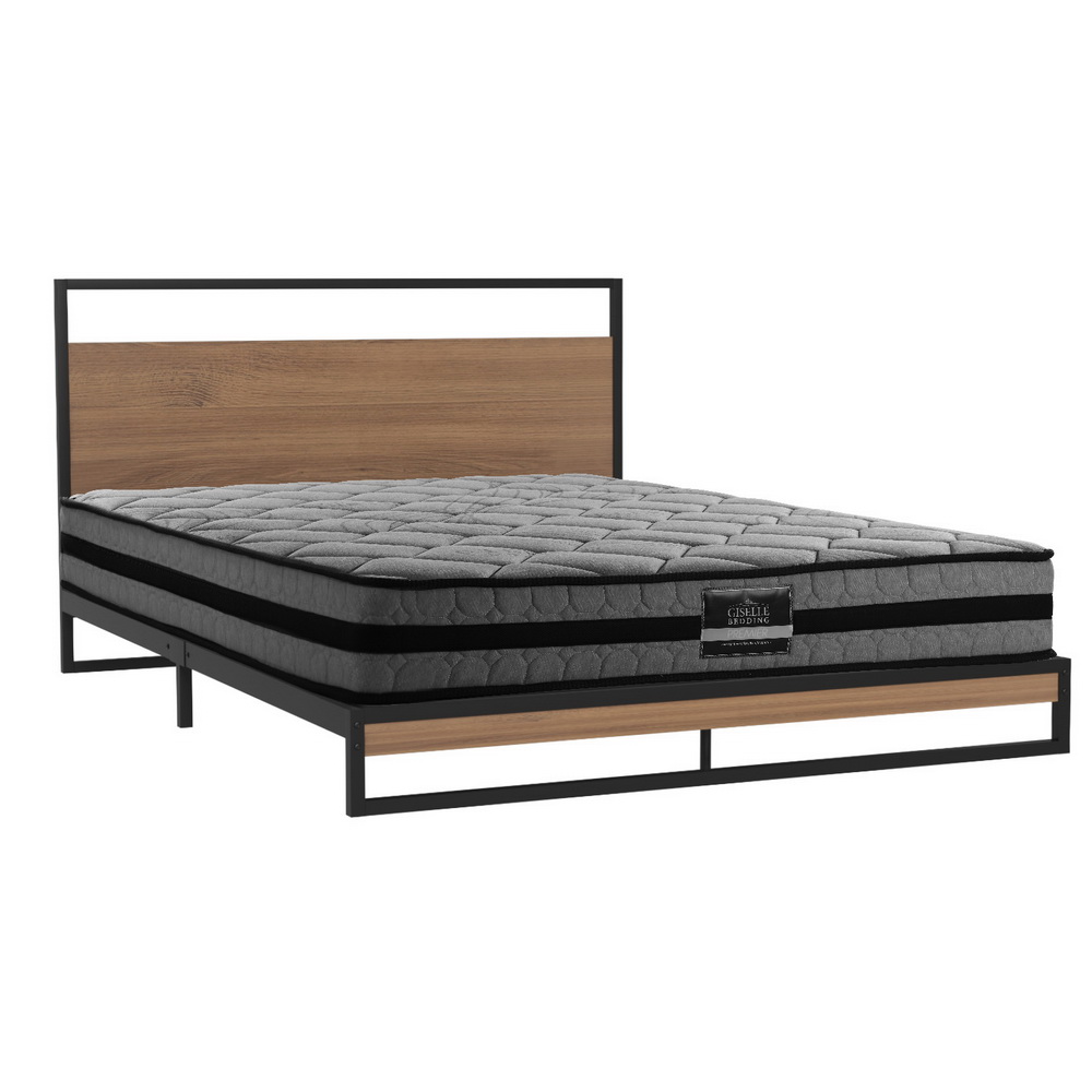 MBED-C-DANE-TT22-D-BK-202504041348-00 Artiss Metal Bed Frame Double Size Beds Platform with Mattress - Image 1