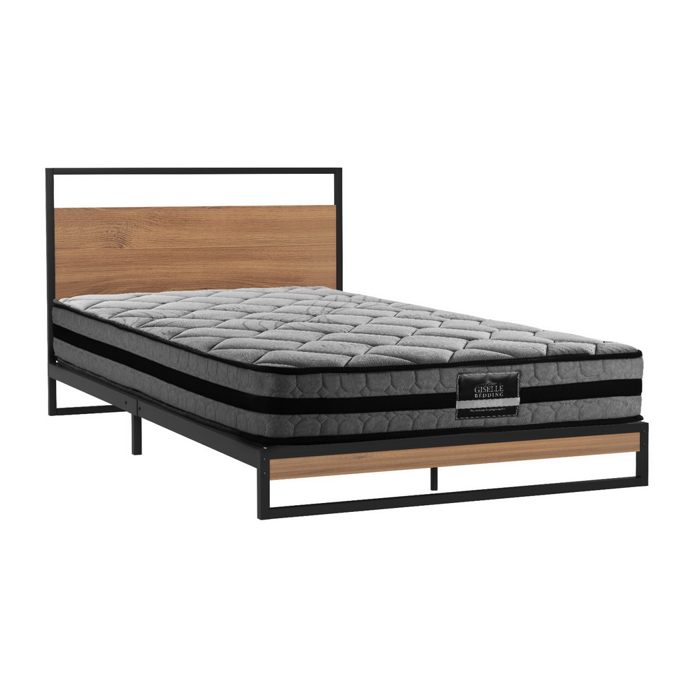 MBED-C-DANE-TT22-S-BK-202504041348-00 Artiss Metal Bed Frame Single Size Beds Platform with Mattress - Image 1