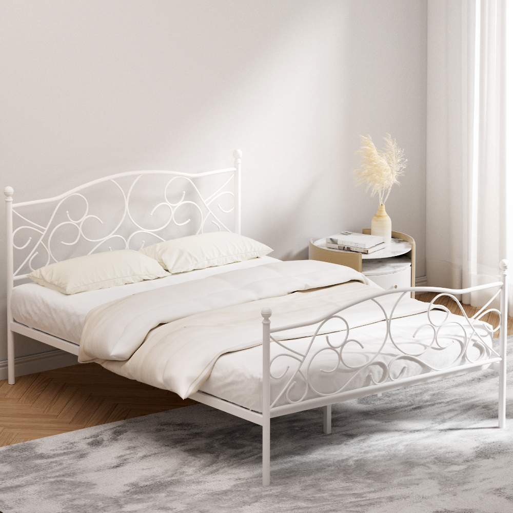 MBED-C-GROA-D-WH-AB-91800-04 Artiss Bed Frame Double Size Metal Bed Frame GROA - Image 1