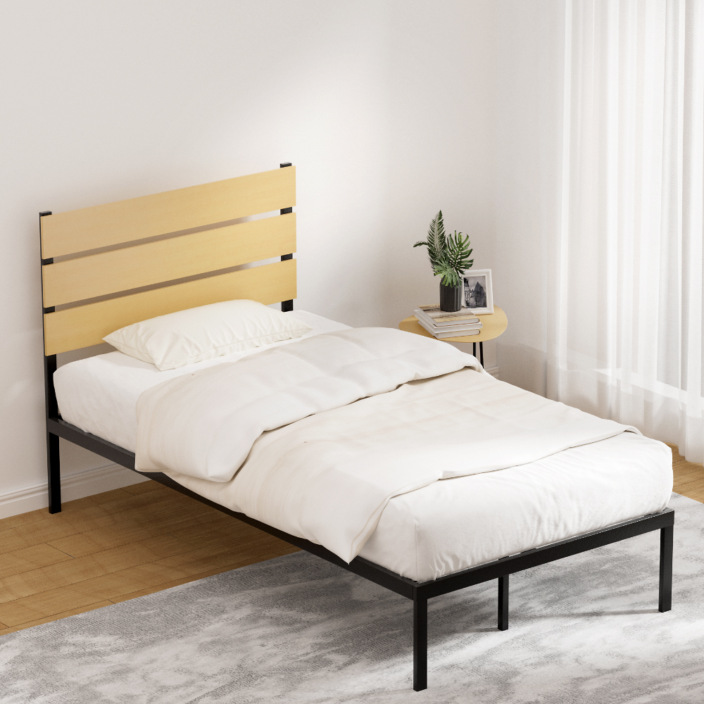 MBED-C-PAULA-KS-BK-AB-91795-04 Artiss Bed Frame King Single Size Metal Base Mattress Platform Foundation PAULA - Image 1