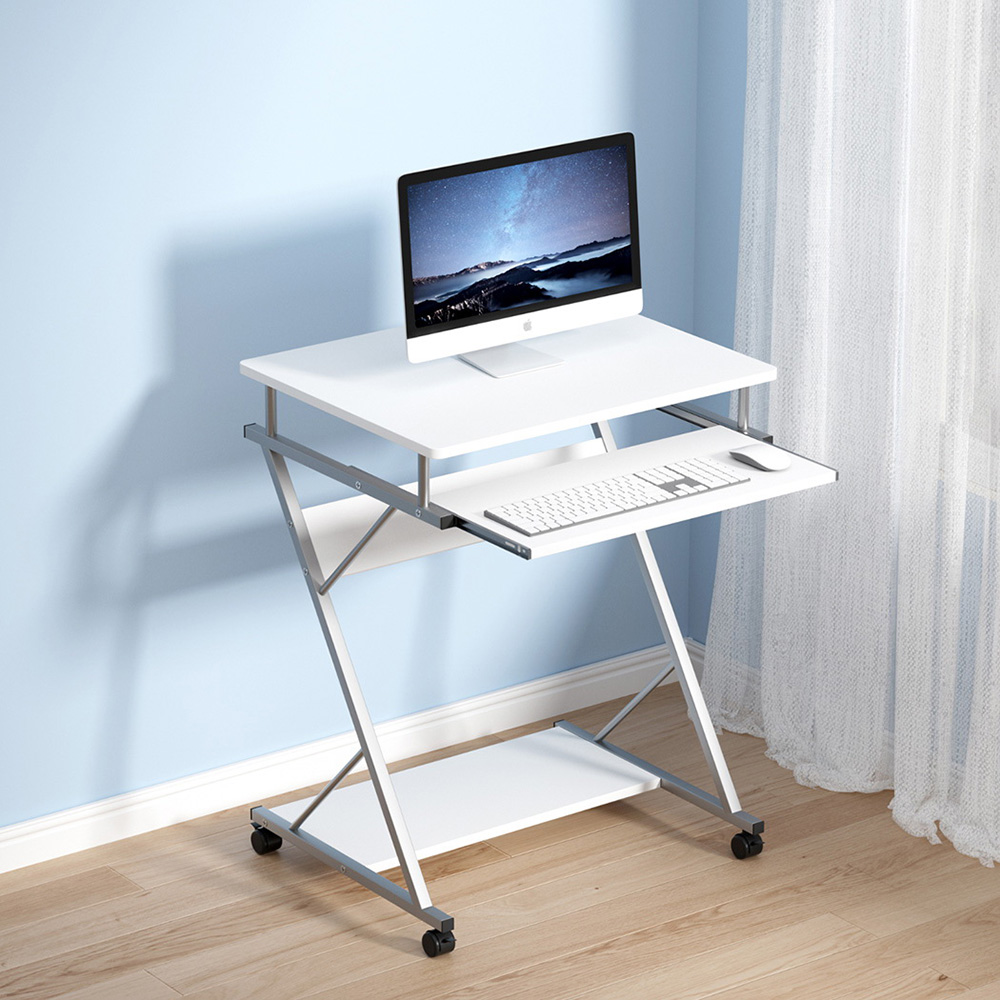 MET-DESK-105-WH-10859-07 Artiss Computer Desk Keyboard Tray Shelf White 60CM - Image 1
