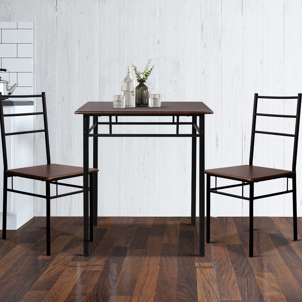MET-DESK-356-WN-202502281148-00 Artiss Dining Table And Chairs Set fo 3 Walnut - Image 1