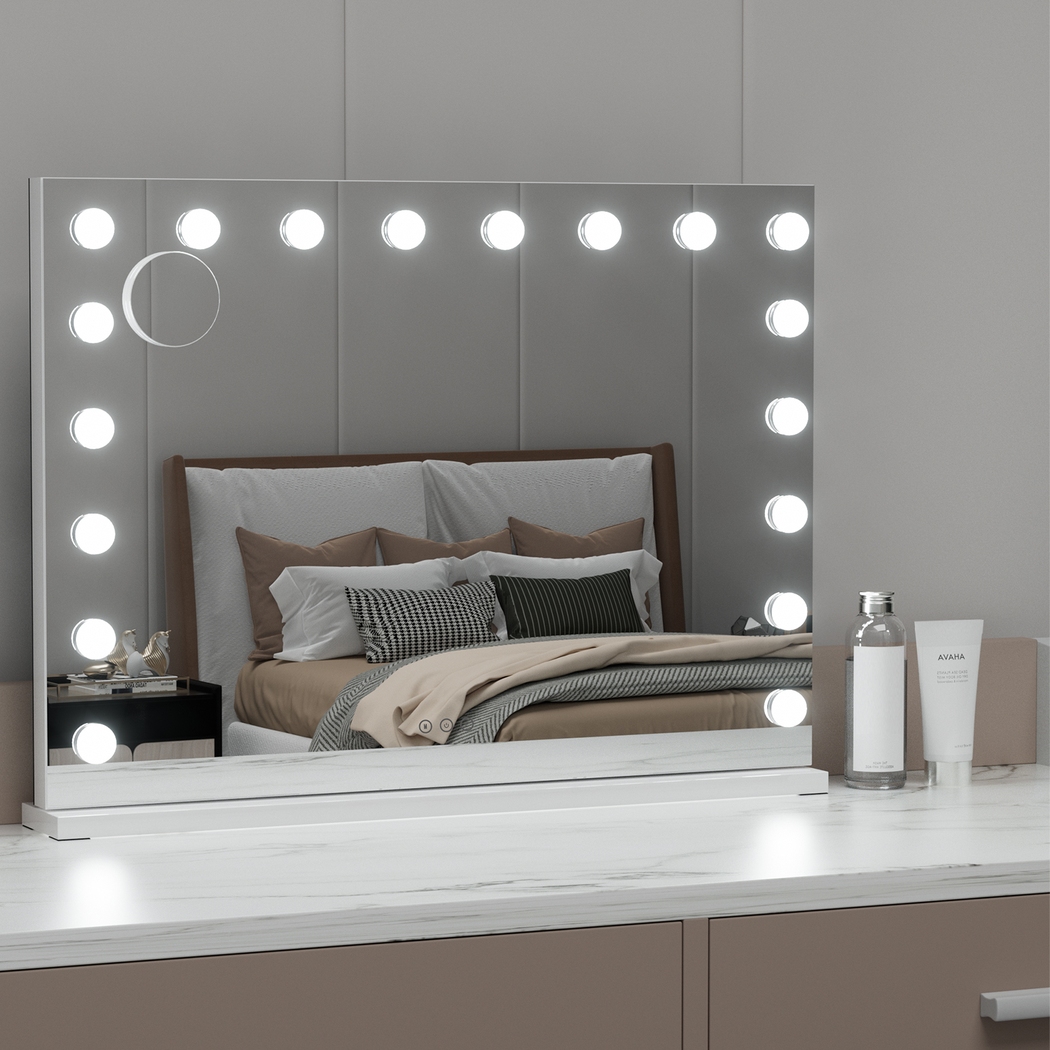 MM-E-FRAMELS-5880-WH-187646-06 Embellir Makeup Mirror 80x58cm Hollywood Vanity with LED Light Tabletop Wall - Image 1