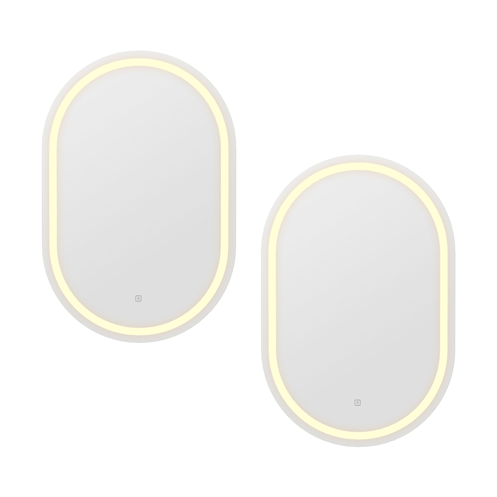 MM-E-WALL-OVAL-LED-5075-X2-202503171500-00 Embellir 2 LED Wall Mirror With Light 50X75CM Bathroom Decor Oval Mirrors Vanity - Image 1
