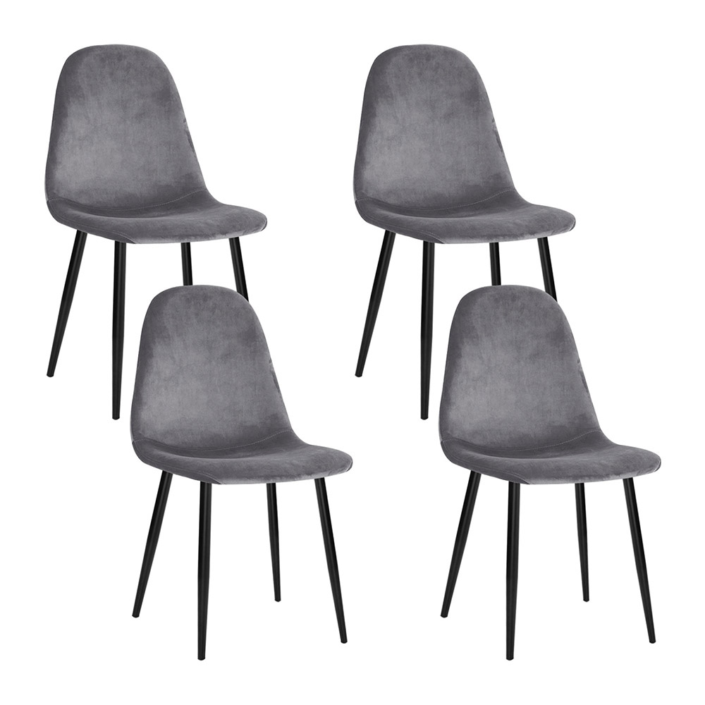 MO-DIN-01-VEL-GYX4-202502281138-07 Artiss Dining Chairs Set of 4 Velvet Curved Slope Grey - Image 1
