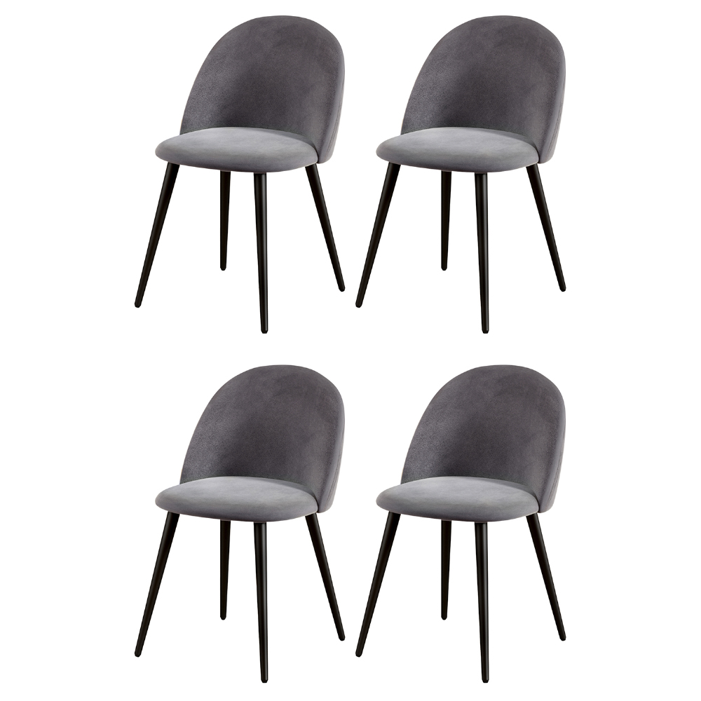 MO-DIN-02-VEL-BKX4-202505011205-00 Artiss Dining Chairs Set of 4 Velvet Solid Curved Dark Grey - Image 1