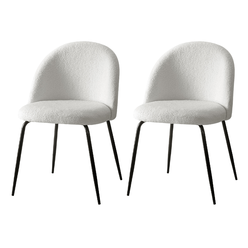 MO-DIN-KJC150-VEL-WHX2-202502281140-07 Artiss Dining Chairs Set of 2 Sherpa Boucle White - Image 1