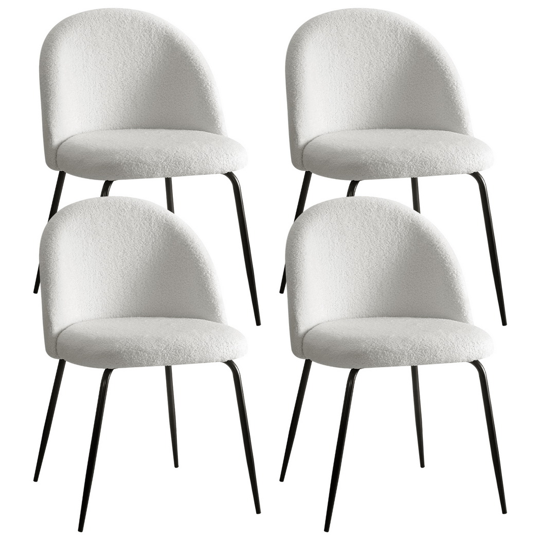 MO-DIN-KJC150-VEL-WHX4-202504231106-00 Artiss Dining Chairs Set of 4 Sherpa Boucle White - Image 1