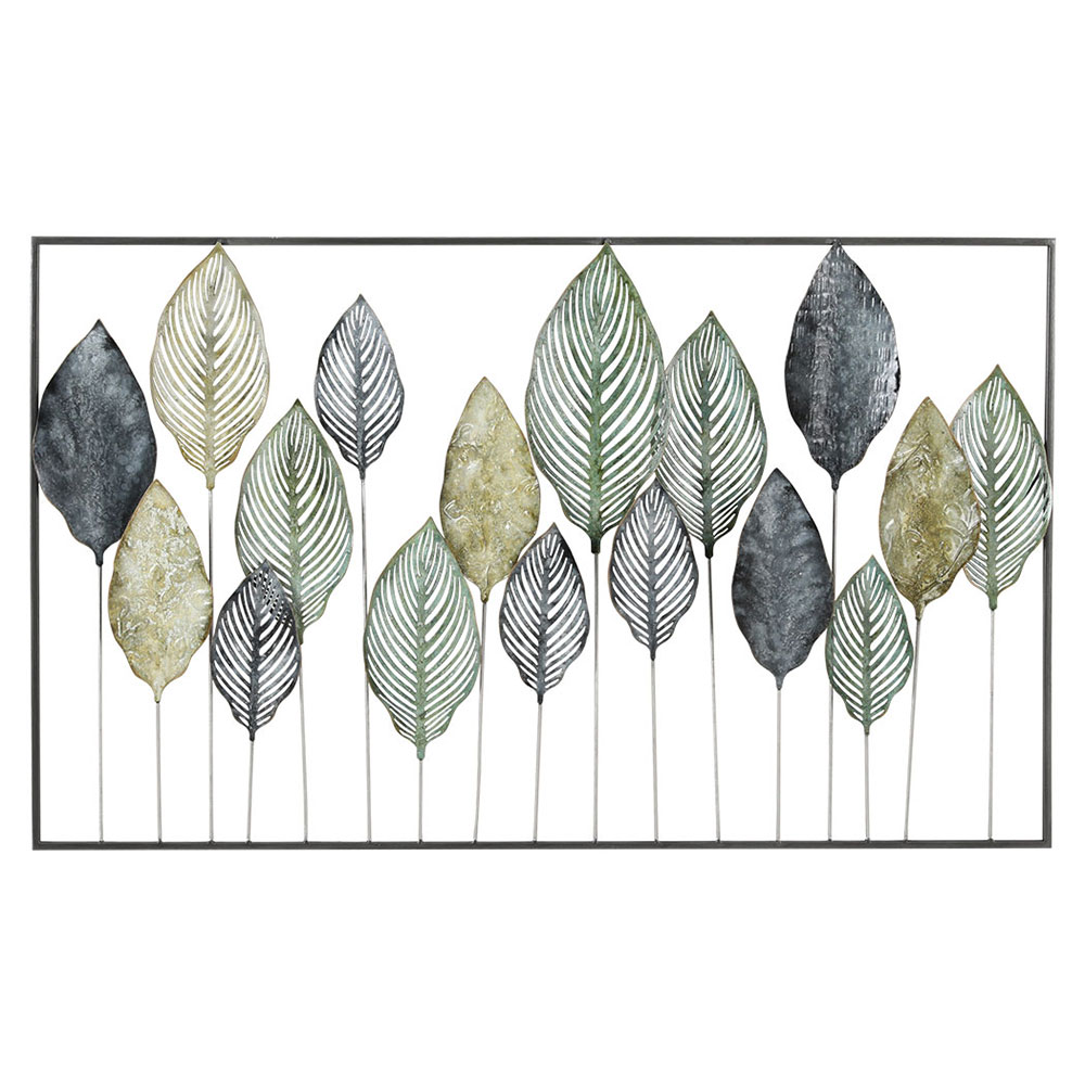 MWA-FR-LEAF-01-BU-139253-00 Artiss Metal Wall Art Hanging Sculpture Home Decor Leaf Tree of Life Framed - Image 1