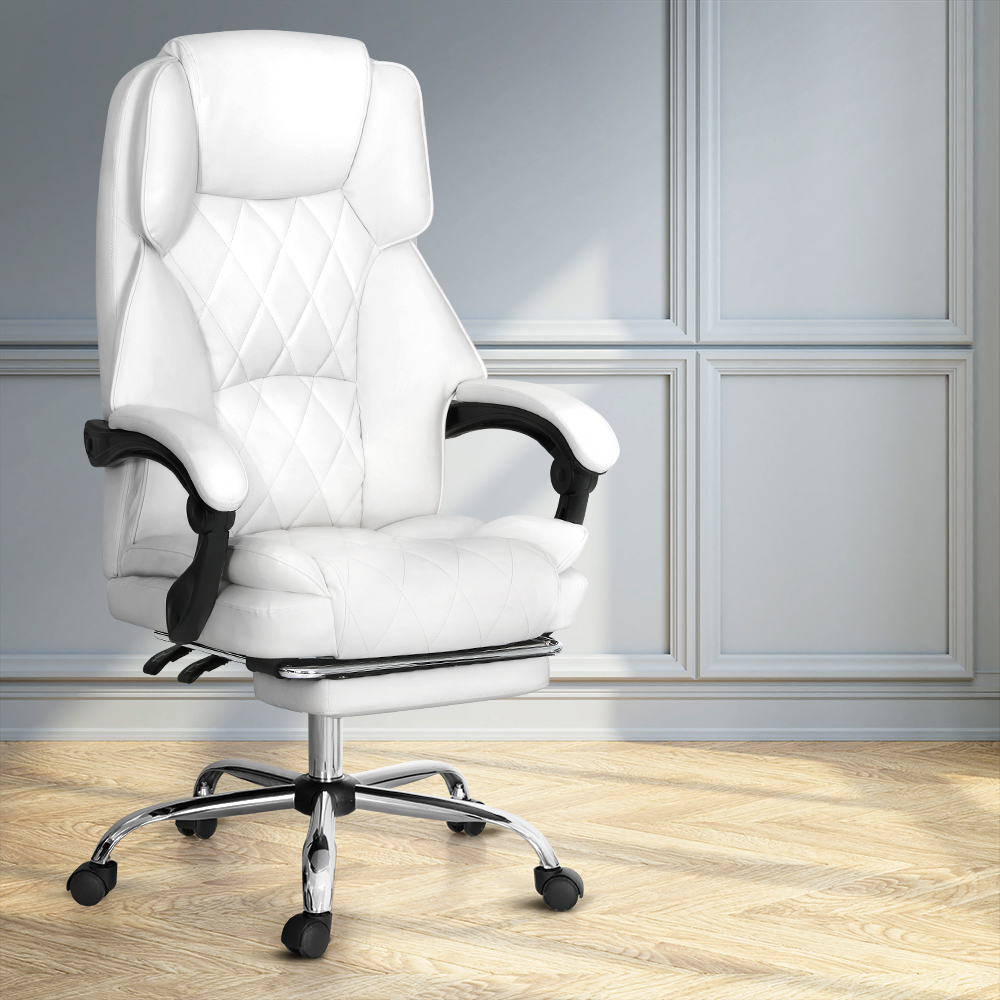 OCHAIR-G-1051-FT-WH-149248-04 Artiss Executive Office Chair Leather Footrest White - Image 1