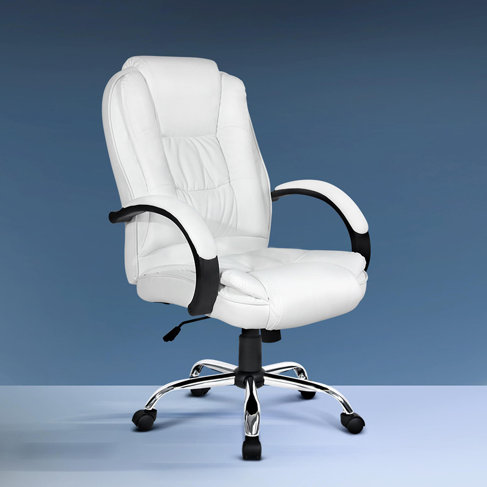 OCHAIR-G-9127-WH-12951-07 Artiss Executive Office Chair Leather Tilt White - Image 1