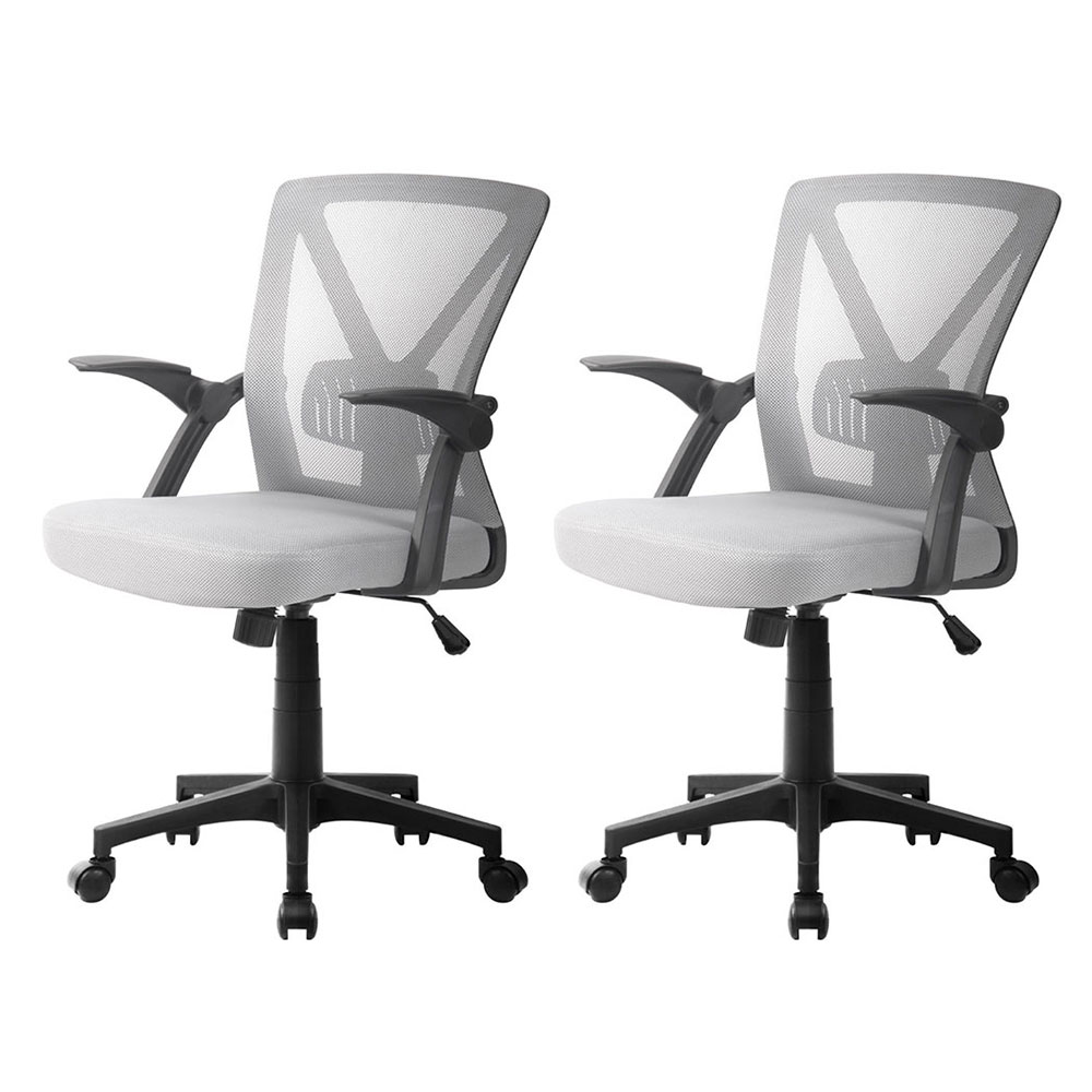 OCHAIR-H-M02-GYX2-202503171504-00 Artiss 2x Mesh Office Chair Mid Back Grey - Image 1