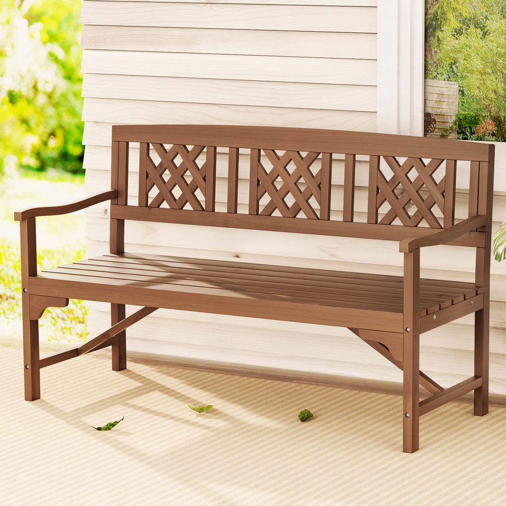 ODF-BENCH-3SEAT-NTL-AB-19254-06 Gardeon Outdoor Garden Bench Wooden Chair 3 Seat Patio Furniture Lounge Natural - Image 1