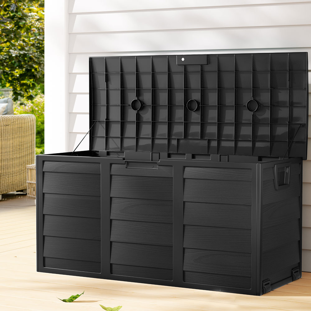 OSB-290L-ABK-202502281630-00 Gardeon Outdoor Storage Box 290L Lockable Organiser Garden Deck Shed All Black - Image 1