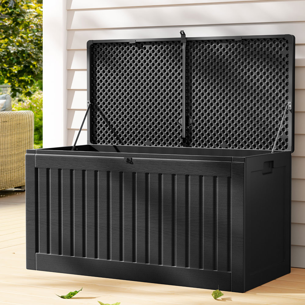 OSB-S270-ABK-202502281632-00 Gardeon Outdoor Storage Box 270L Container Lockable Garden Bench Tool Shed Black - Image 1