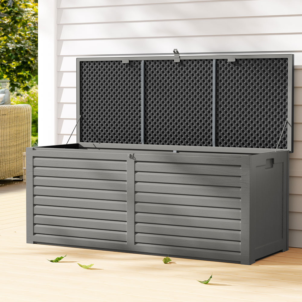 OSB-S390-BK-202502281634-00 Gardeon Outdoor Storage Box 390L Container Lockable Garden Bench Tools Toy Shed Black - Image 1