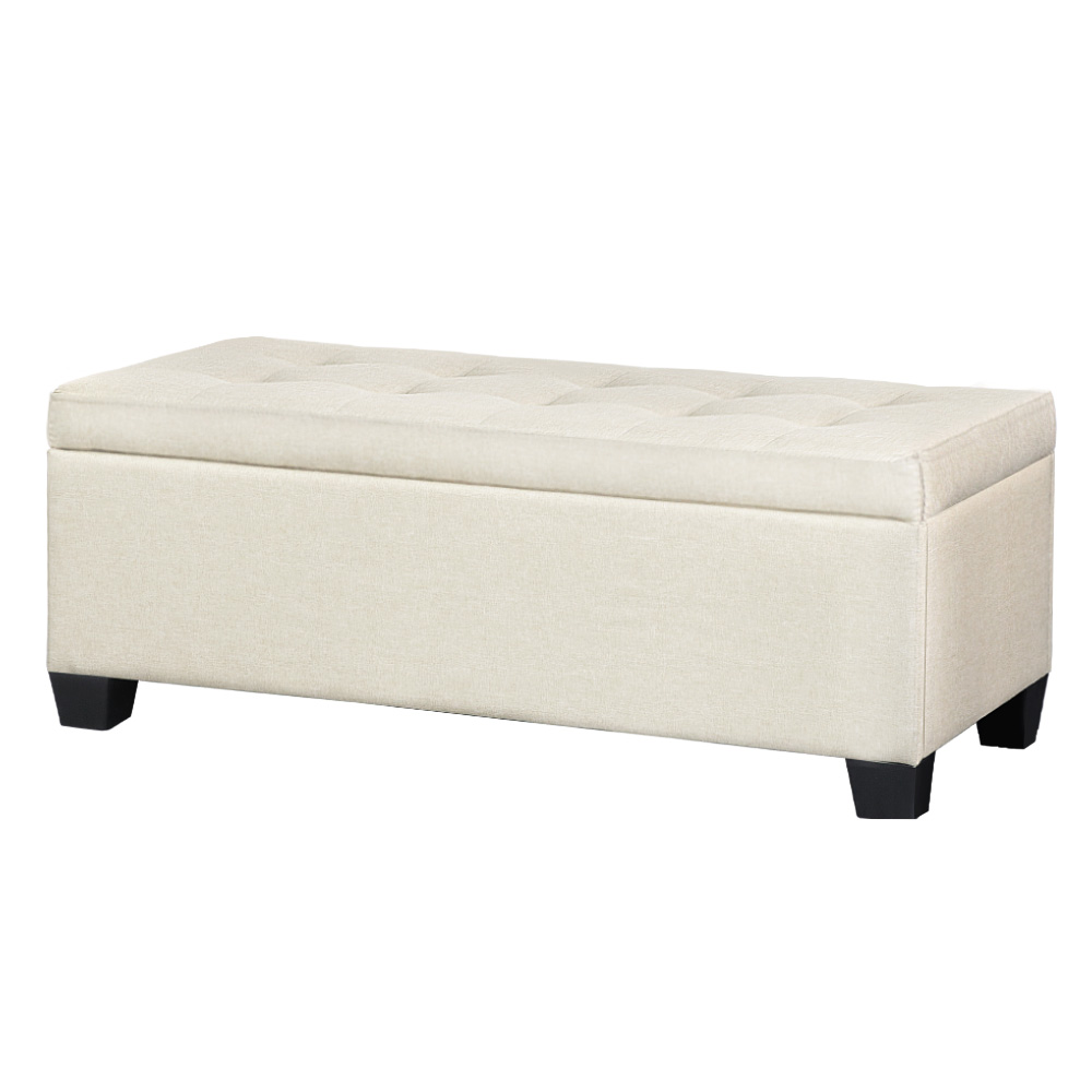 OTM-L2-LINEN-BEIGE-202503041148-00 Artiss Storage Ottoman Blanket Box 97cm Linen Beige - Image 1