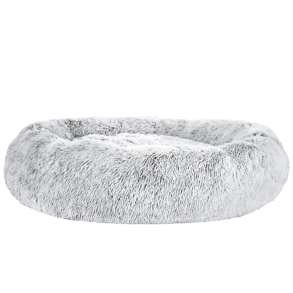 PET-BED-D110-CO-24563-00 i.Pet Pet Bed Dog Cat 110cm Calming Extra Large Soft Plush Light Charcoal - Image 1