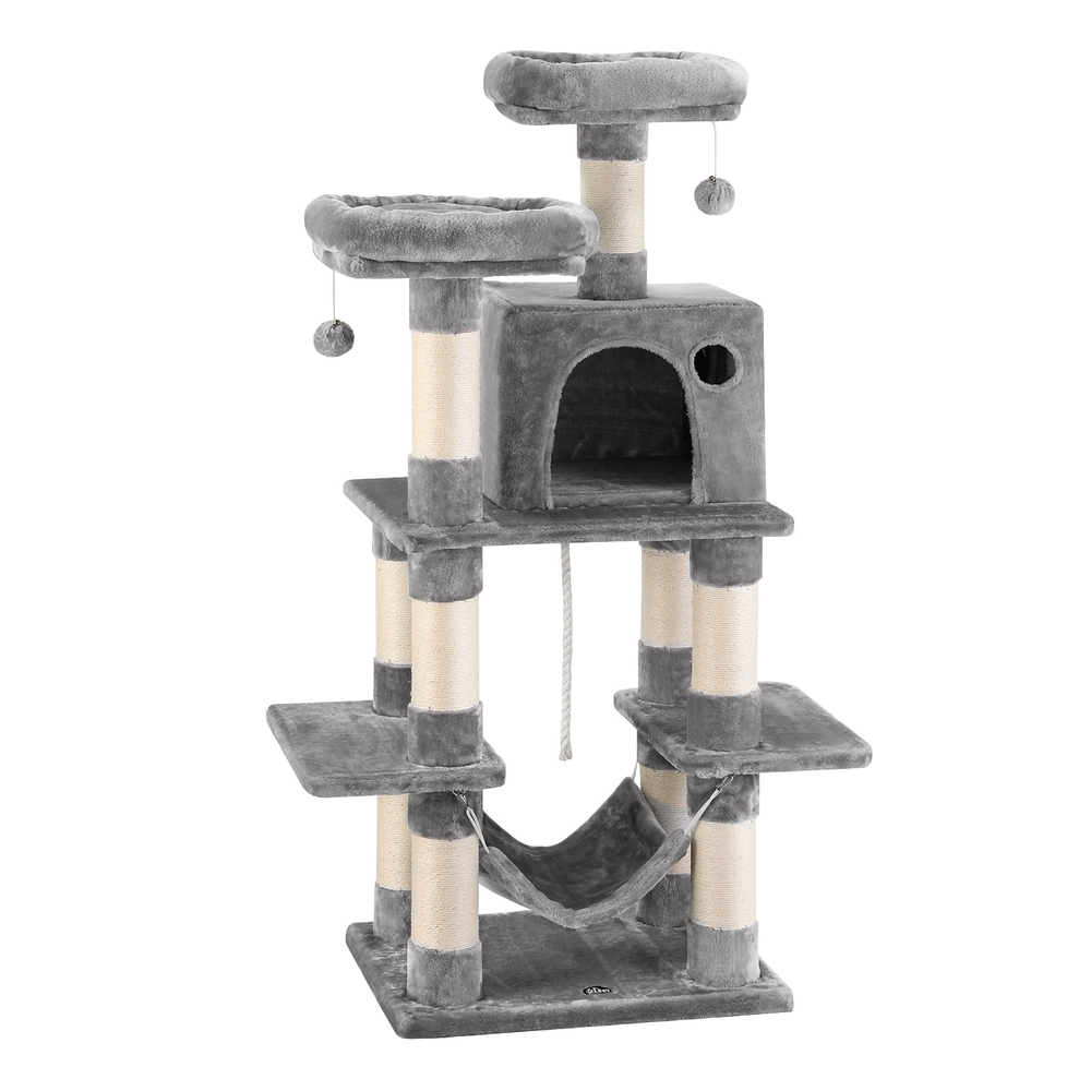 PET-CAT-706FSB-LTGR-202506111511-00 i.Pet Cat Tree 145cm Tower Scratching Post Trees Scratcher Condo House Light Grey - Image 1