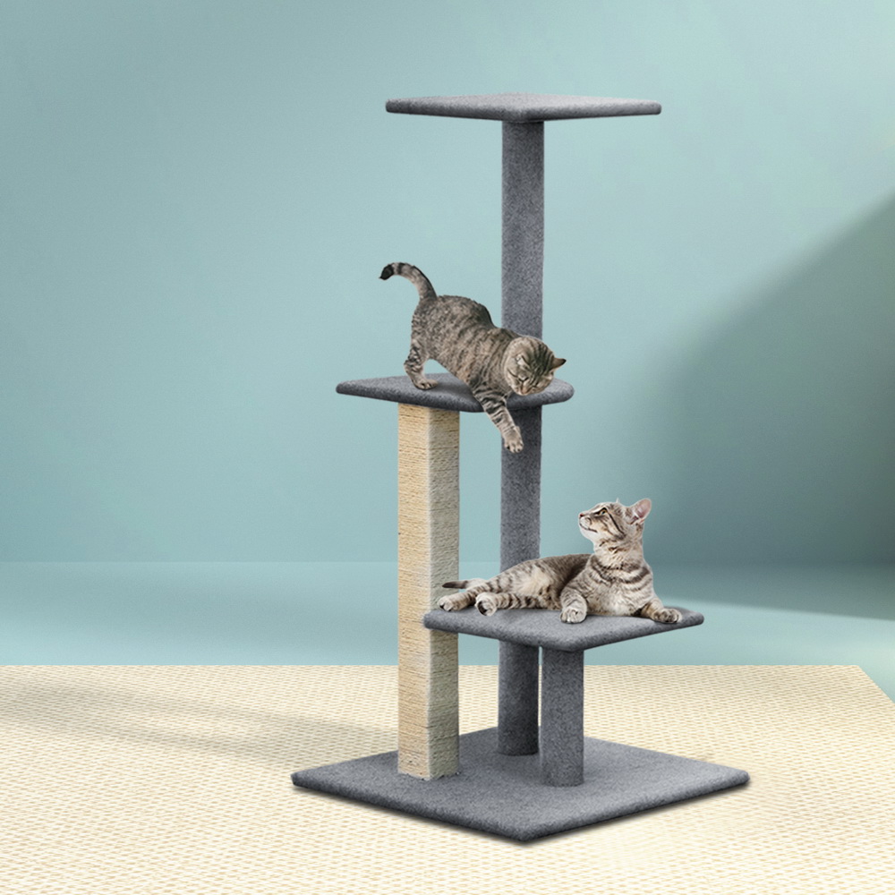 PET-CAT-CP001-GR-6370-07 i.Pet Cat Tree 124cm Scratching Post Tower Scratcher Trees Wood Condo Board - Image 1