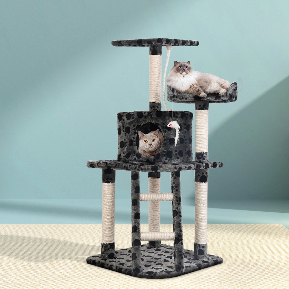 PET-CAT-TREE-GIANT-2236-07 i.Pet Cat Tree 120cm Tower Scratching Post Scratcher Trees Bed Wood Condo Toys Bed - Image 1