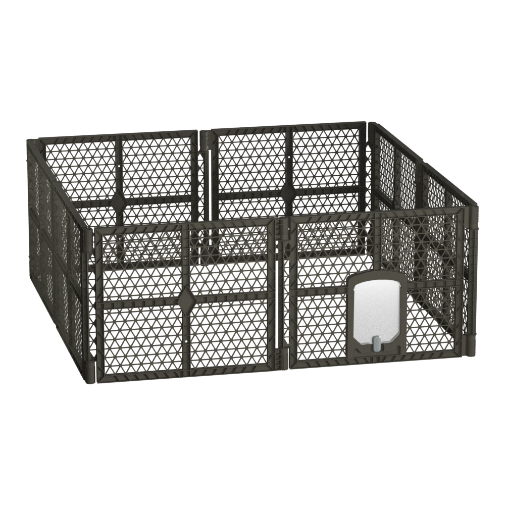 PET-DOGPLAYPEN-PL-8-BR-00 i.Pet Dog Playpen Enclosure 8 Panel Pet Fence Plastic Play Pen - Image 1