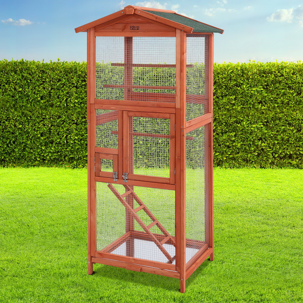 PET-GT-BIRD-WBC02-202502281804-00 i.Pet Bird Cage 72cm x 60cm x 168cm Pet Cages Large Aviary Parrot Carrier Travel Canary Wooden XL - Image 1