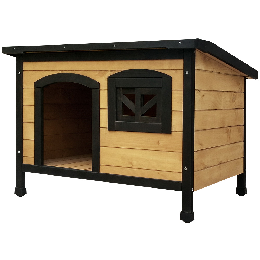 PET-GT-DH5-M-BK-00 i.Pet Dog Kennel Large Wooden Outdoor Indoor House Pet Puppy Crate Cabin Waterproof - Image 1