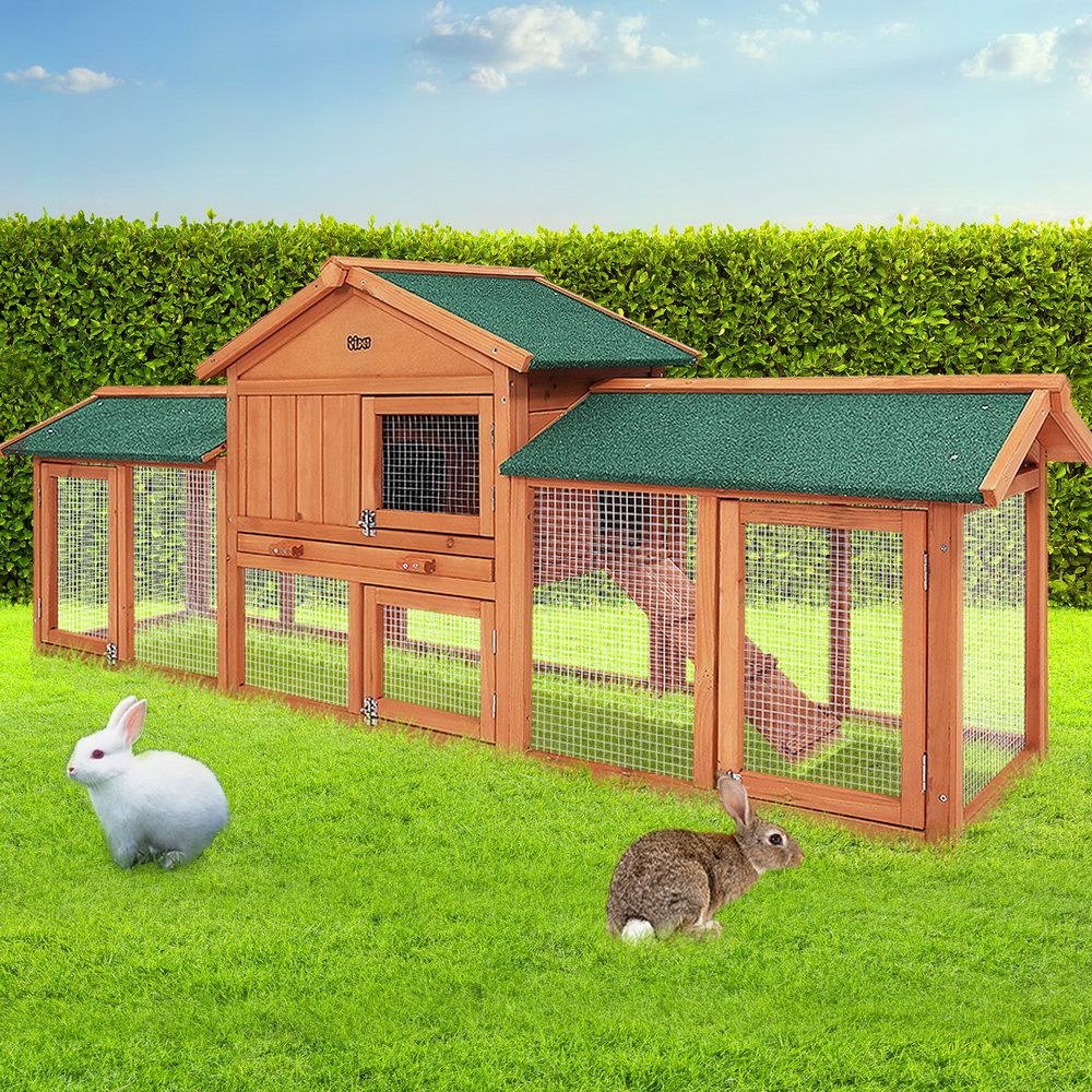PET-GT-RH1500D-220-202502281812-00 i.Pet Chicken Coop Rabbit Hutch 220cm x 44cm x 84cm Large Chicken Coop Run Wooden Outdoor Cage House - Image 1
